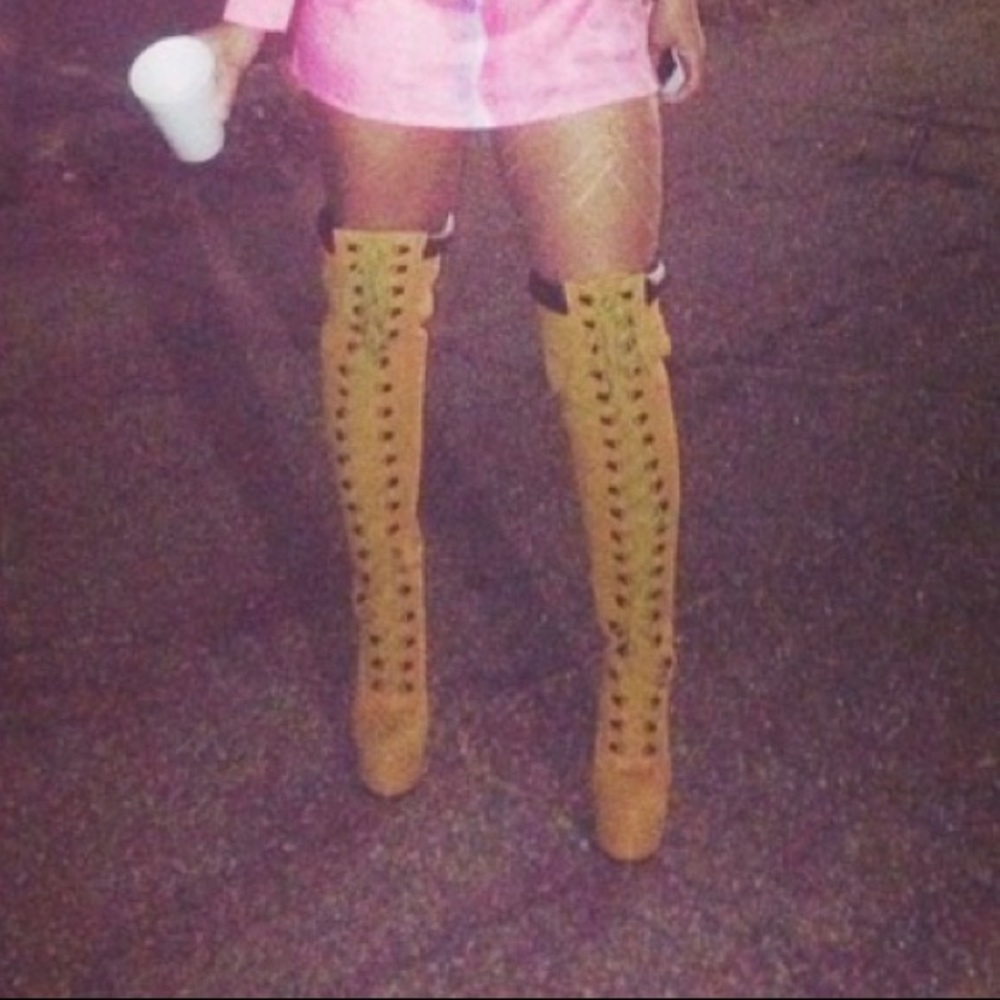Thigh high timberland inspired boot